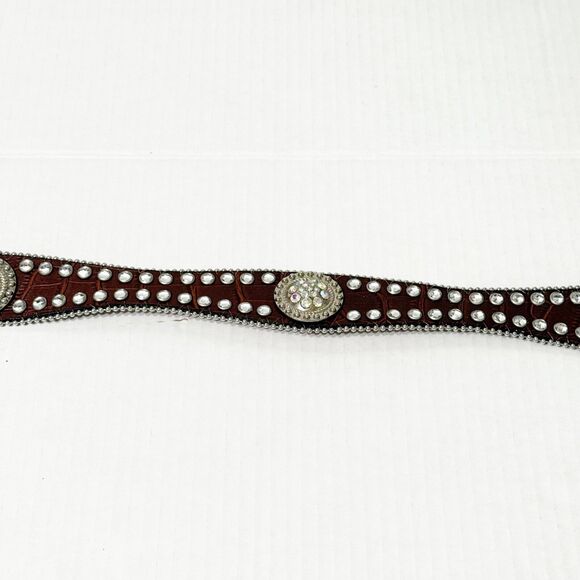 Blazin Roxx Belt MEDIUM Brown Croc Print Western Rodeo Bling Rhinestone Jewels - Picture 3 of 11